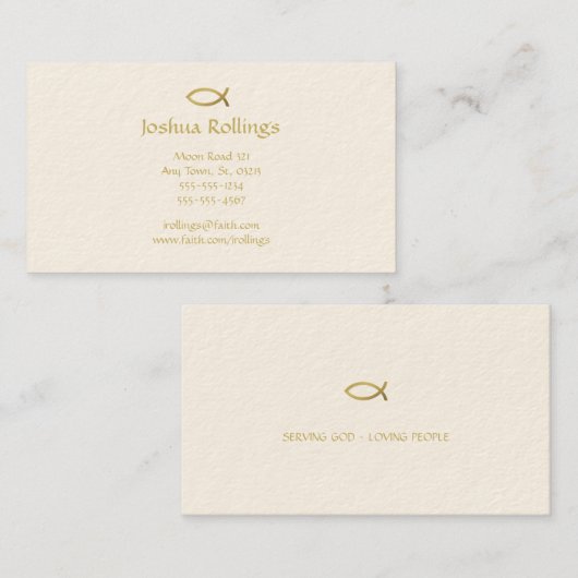 Golden Christelijk vissymbool | Inspirerend Visitekaartje (Voorkant / Achterkant)