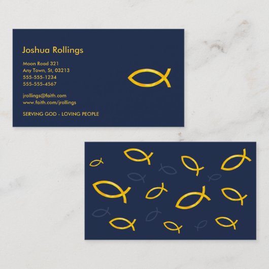 Golden Christelijke vis | INSPIREREND Visitekaartje (Voorkant / Achterkant)