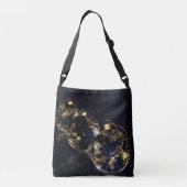 Golden Christmas Balls in donkere achtergrond Canv Crossbody Tas (Achterkant)