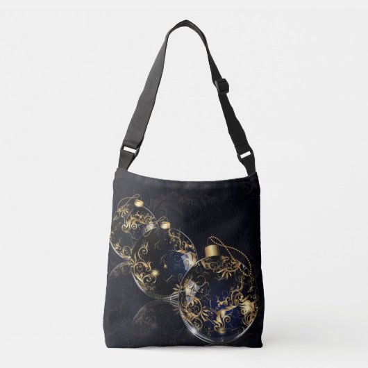 Golden Christmas Balls in donkere achtergrond Canv Crossbody Tas (Voorkant)