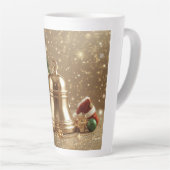 Golden Christmas Bell Latte Mug Holiday Design Latte Mok (Rechterhoek)