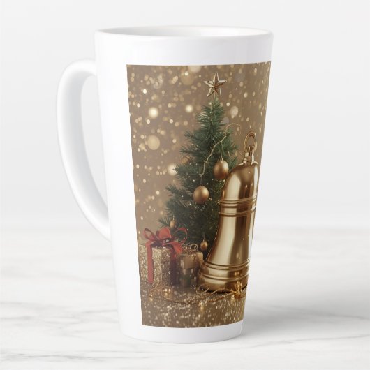 Golden Christmas Bell Latte Mug Holiday Design Latte Mok (Linkerhoek)
