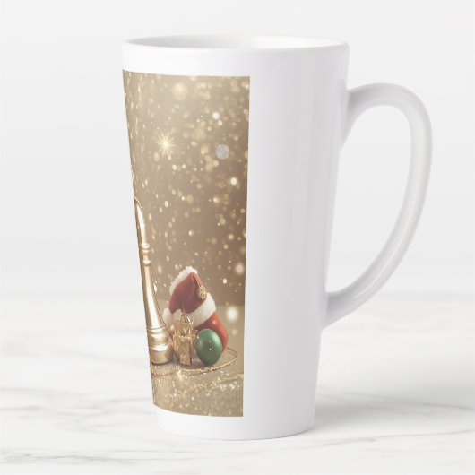 Golden Christmas Bell Latte Mug Holiday Design Latte Mok (Rechts)