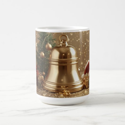 Golden Christmas Bell Mug – Festive Holiday Tree Koffiemok (Center)