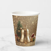 Golden Christmas Bell Paper Cup Design Papieren Bekers (Voorkant)