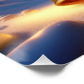 Golden Christmas Bell Snowy Winter Scene Glossy Perfect Poster (Hoek)