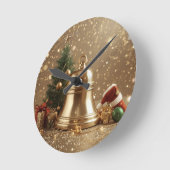 Golden Christmas Bell Wall Clock – Festive Holiday Ronde Klok (Hoek)