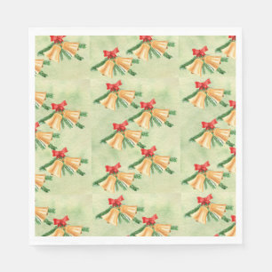 Golden Christmas Bells  Art Style rood groen Servet