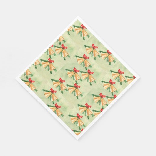 Golden Christmas Bells Art Style rood groen Servet (Hoek)