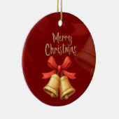 Golden Christmas Bells Red Holiday Art Keramisch Ornament (Rechts)