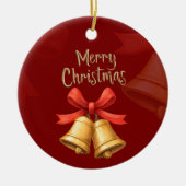 Golden Christmas Bells Red Holiday Art Keramisch Ornament (Voorkant)
