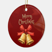 Golden Christmas Bells Red Holiday Art Keramisch Ornament (Links)