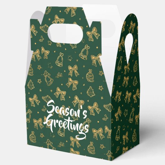 Golden Christmas Bells & Ribbons Pattern Bedankdoosjes (Geopend)