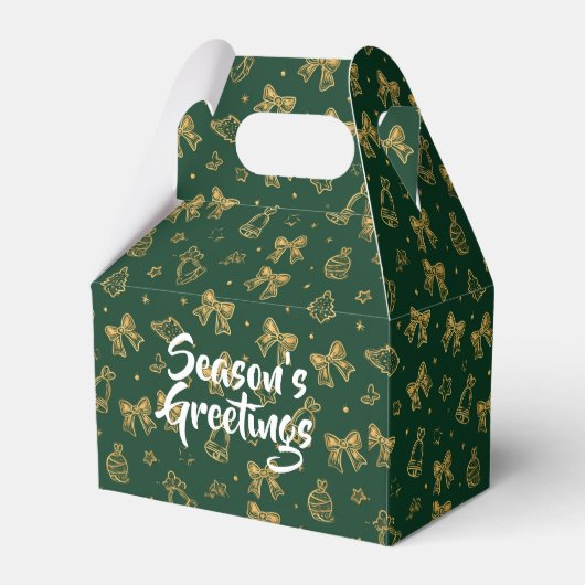 Golden Christmas Bells & Ribbons Pattern Bedankdoosjes (Voorkant Zijde)