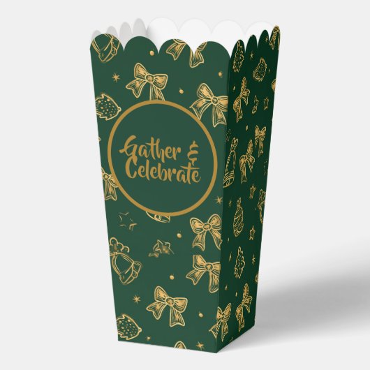 Golden Christmas Bells & Ribbons Pattern Bedankdoosjes (Voorkant)