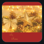 "Golden Christmas" Cadeau Label Sticker<br><div class="desc">Elegant kerstcadeau label sticker met gouden ornamenten en smakelende kerstlichten.</div>