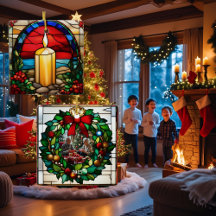 Golden Christmas Candle Faux Glas in lood
