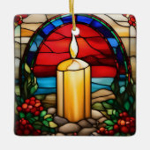 Golden Christmas Candle Faux Glas in lood Keramisch Ornament (Voorkant)