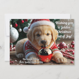 Golden Christmas Golden Retriever gepersonaliseerd Feestdagenkaart