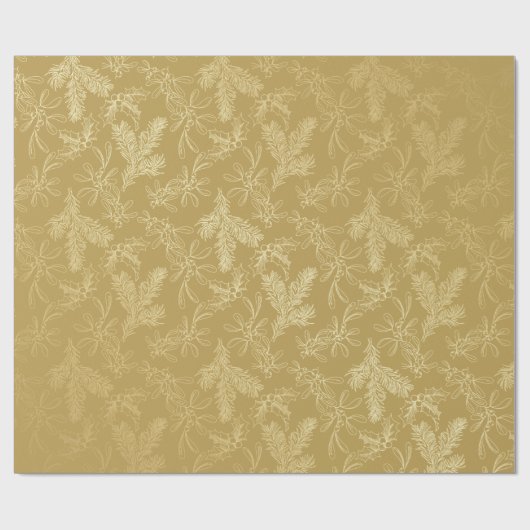 Golden Christmas Greenery Cadeaupapier (Vlak)