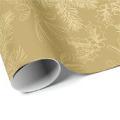 Golden Christmas Greenery Cadeaupapier (Rol Hoek)