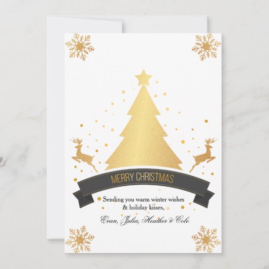 Golden Christmas Holiday Kaart (Voorkant)