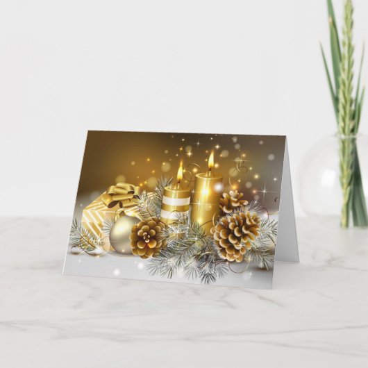 Golden Christmas Holiday Kaart (Voorkant)