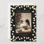 Golden Christmas Lights Een foto Feestdagenkaart (Voorkant)