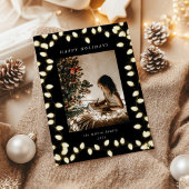 Golden Christmas Lights Een foto Feestdagenkaart