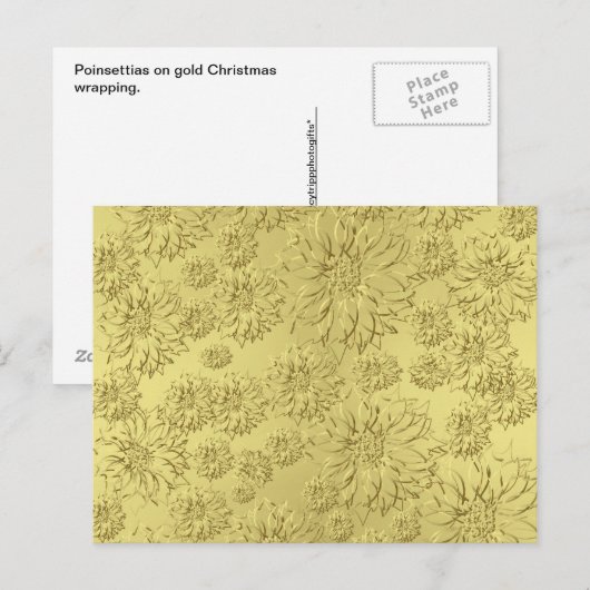 Golden Christmas Poinsettias op Folie papier Feestdagenkaart (Voorkant / Achterkant)
