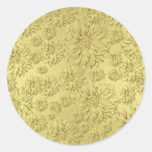 Golden Christmas Poinsettias op Folie papier Ronde Sticker