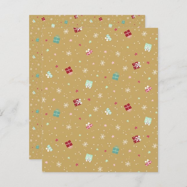 Golden Christmas Scrapbook Papier (Voorkant / Achterkant)