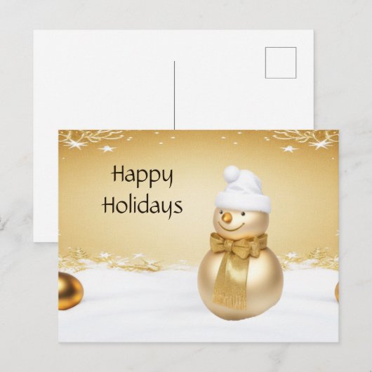 Golden Christmas Sneeuwman Vakantie Briefkaart (Voorkant / Achterkant)