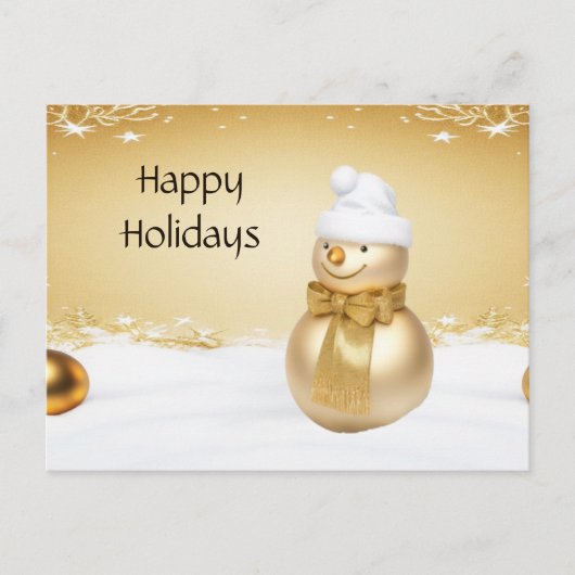 Golden Christmas Sneeuwman Vakantie Briefkaart (Voorkant)
