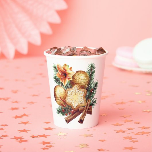 Golden Christmas Star with Cinnamon Papieren Bekers (Insitu)
