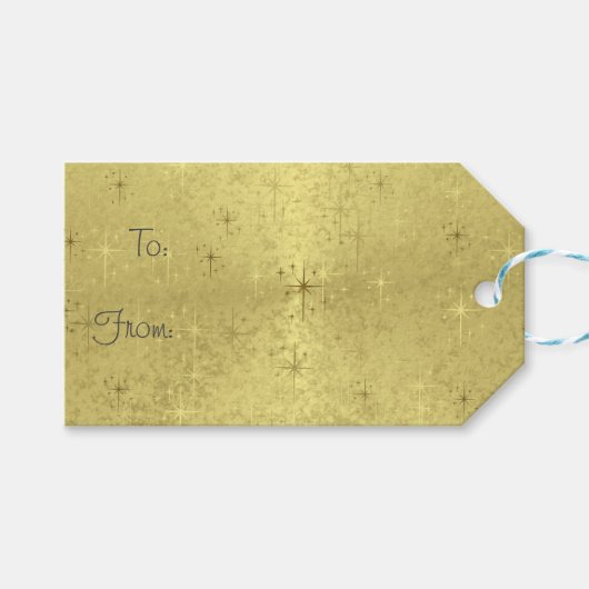 Golden Christmas Stars Holiday Gift Labels Cadeaulabel (Voorkant (Horizontaal))