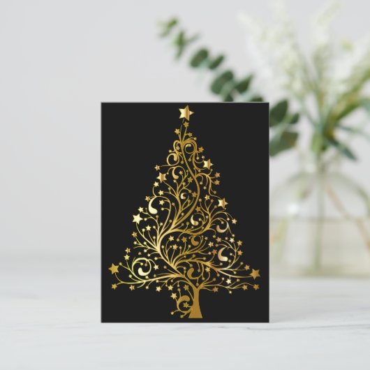 Golden Christmas Tree briefkaart (Staand voorkant)