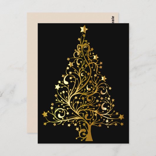 Golden Christmas Tree briefkaart (Voorkant / Achterkant)