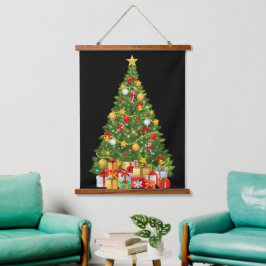 Golden Christmas Tree & Cadeaus Holiday Wall Tape Hangend Wandkleed