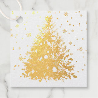 Golden Christmas Tree Foil Favor Tags