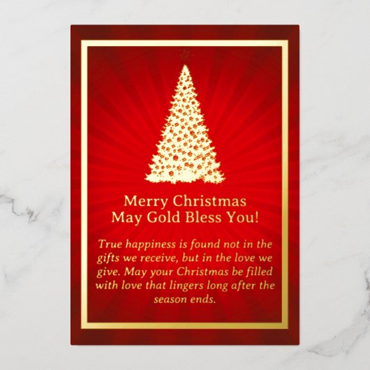 Golden Christmas Tree Folie Kaart (Voorkant)