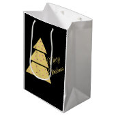 Golden Christmas Tree Gift Bag Medium Cadeauzakje (Voorkant Gekanteld)