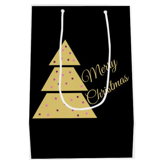 Golden Christmas Tree Gift Bag Medium Cadeauzakje (Achterkant)