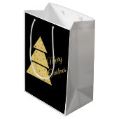 Golden Christmas Tree Gift Bag Medium Cadeauzakje (Achterkant Gekanteld)