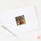 Golden Christmas Tree, Gifts and Violin Vierkante Sticker (Envelop)