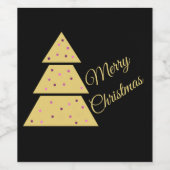 Golden Christmas Tree Label Set Wijn Etiket (Enkel label)