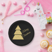Golden Christmas Tree Paper Plate Papieren Bordje (Feest)