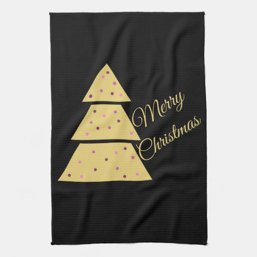 Golden Christmas Tree Theedoek (Verticaal)