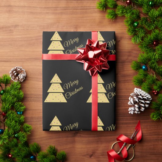 Golden Christmas Tree Wrapping Paper Cadeaupapier (Feestdagen Geschenken)