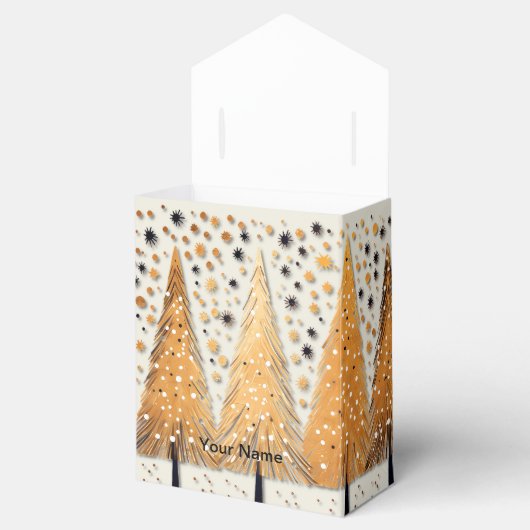 Golden Christmas Trees Shiny Snowflakes Feestdagen Bedankdoosjes (Geopend)